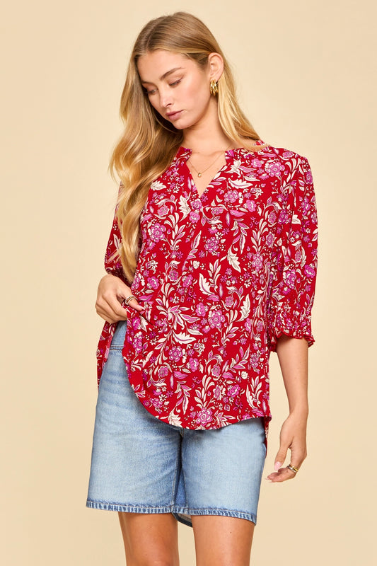 The Lizzy Top- Paisley Red