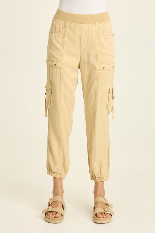 Olexa Banded Cargo Pants- Beige