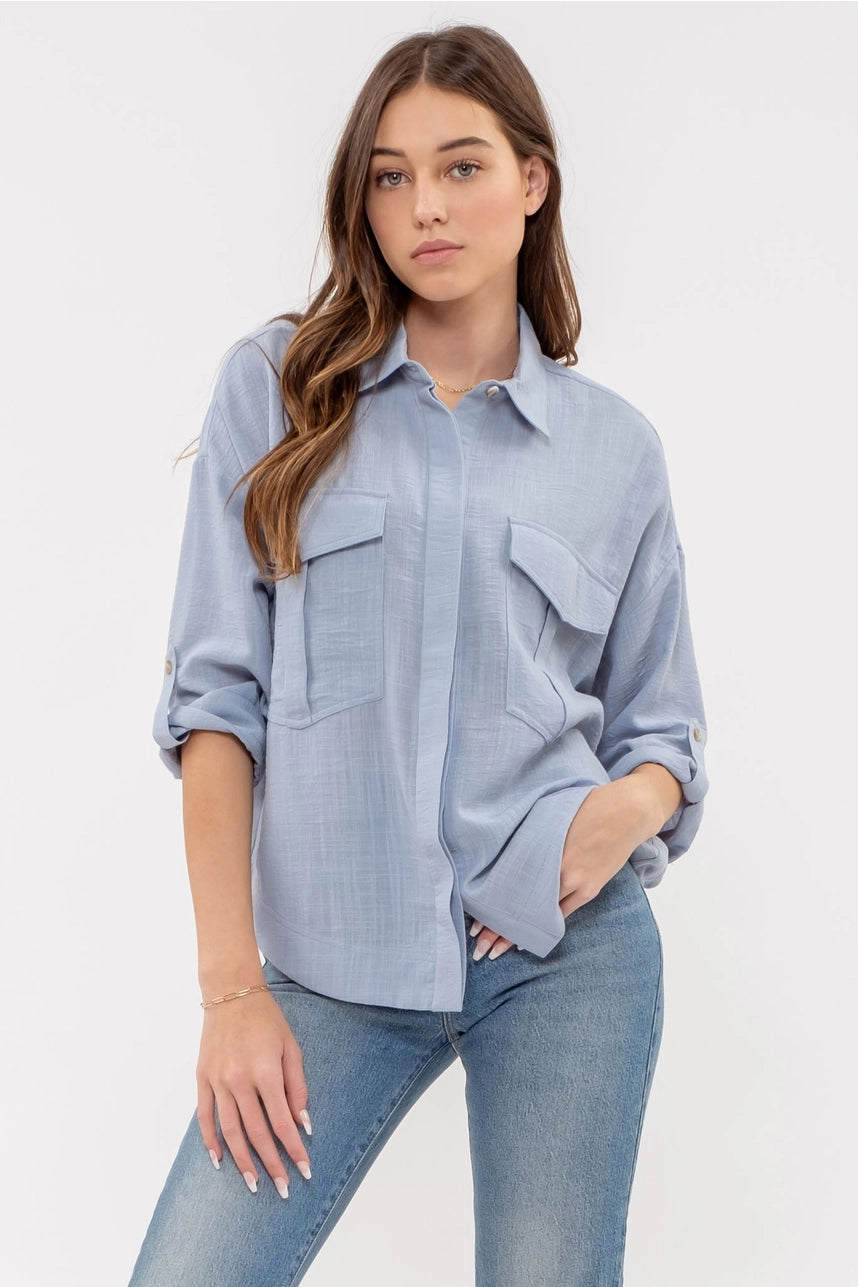 The Marian Top- Blue