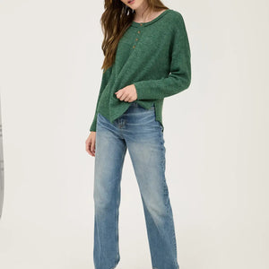 The Perfect Waffle Knit- Hunter Green