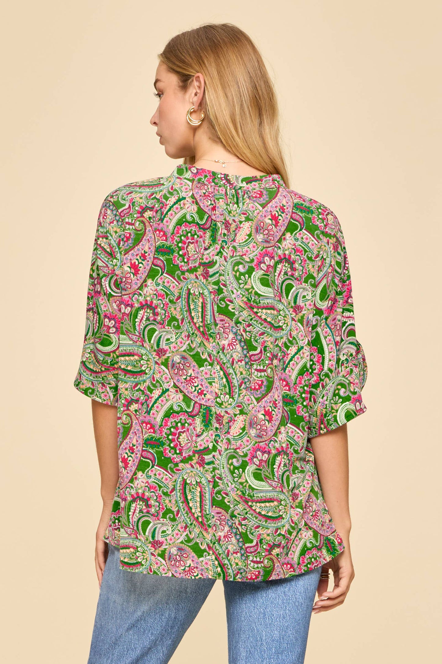Lizzy Top-Green Paisley