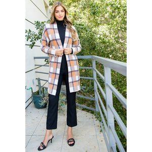Plaid Mohair Long Cardigan