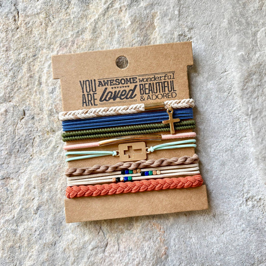 Charm Hair Ties on Kraft Card | Colorful Cross