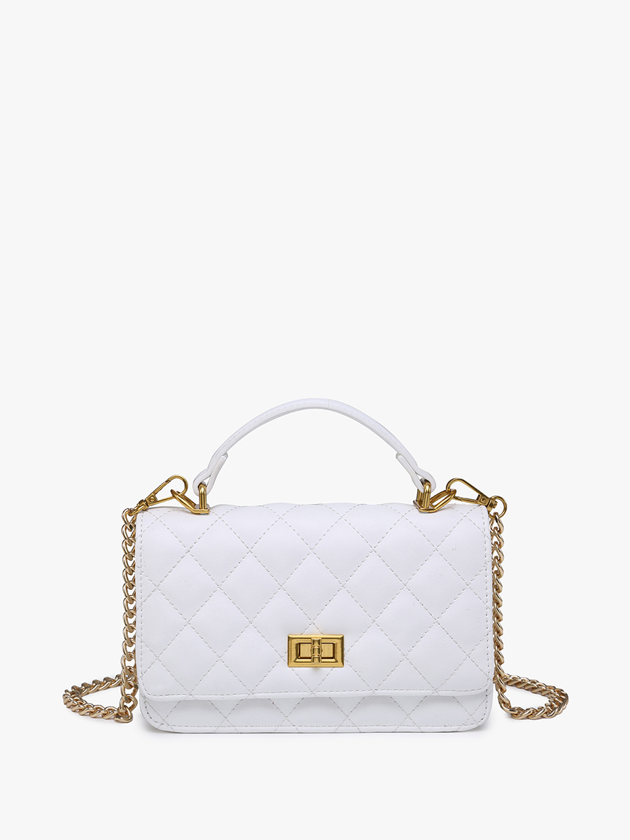 Bali Quilted Chain Crossbody: White