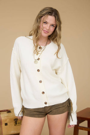 Exposed Seam Round Neck-Cream