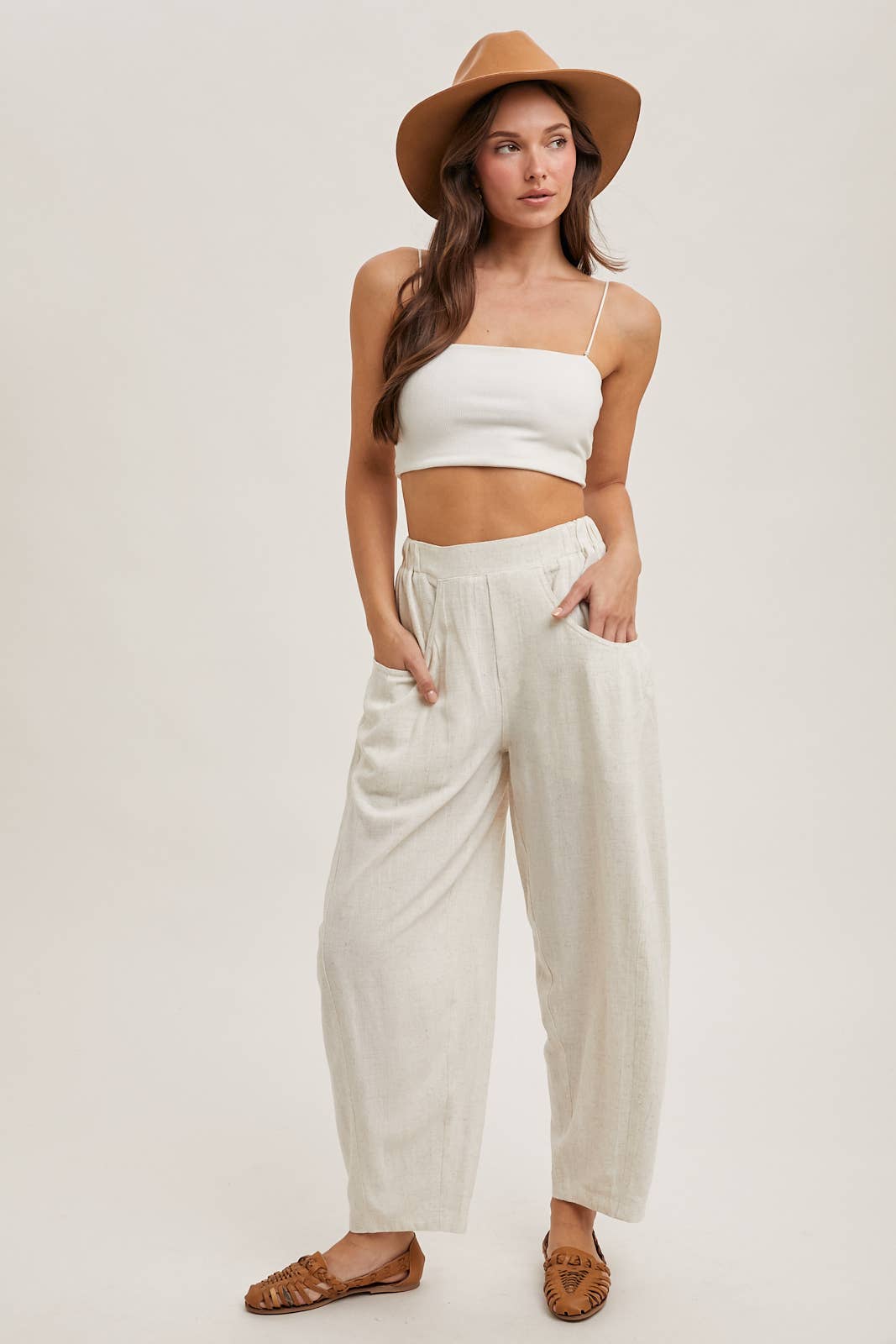 Relaxed Barrel Pants-Oatmeal