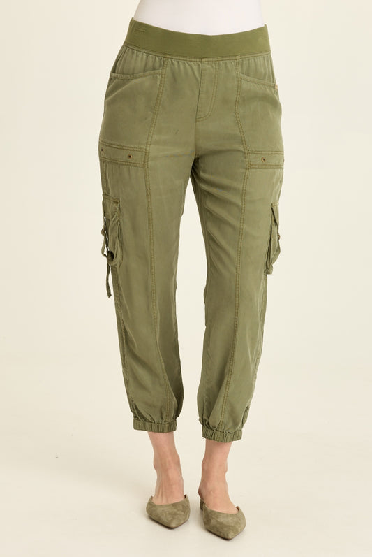 Olexa Banded Cargo Pants- Olive Green