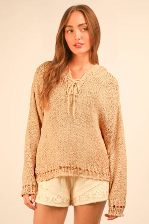 Summer Knit Hoodie-Natural