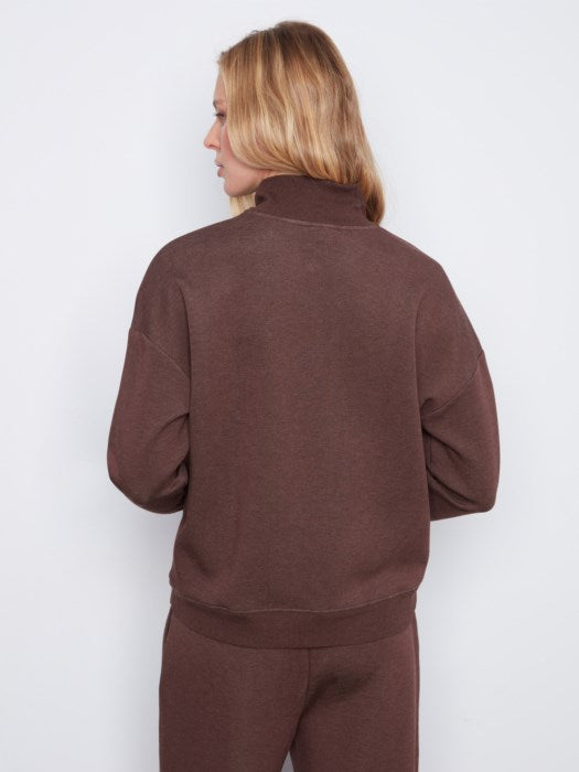 Charlie B- Scuba Half Zip Sweatshirt- Espresso