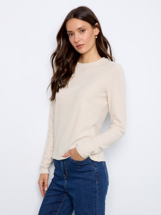 Rib Long Sleeve Crew Neck Top