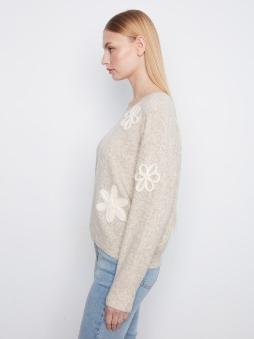 Charlie B Floral Appliqué Sweater