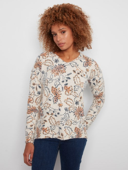 Charlie B Print Sweater- Snowflake