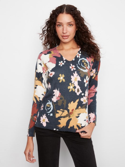 Charlie B Print Sweater- Bloom