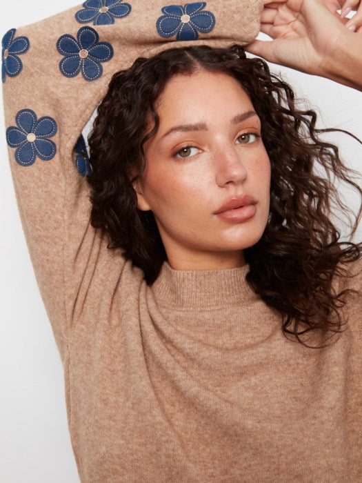 Charlie B Mock Neck Sweater- Truffle