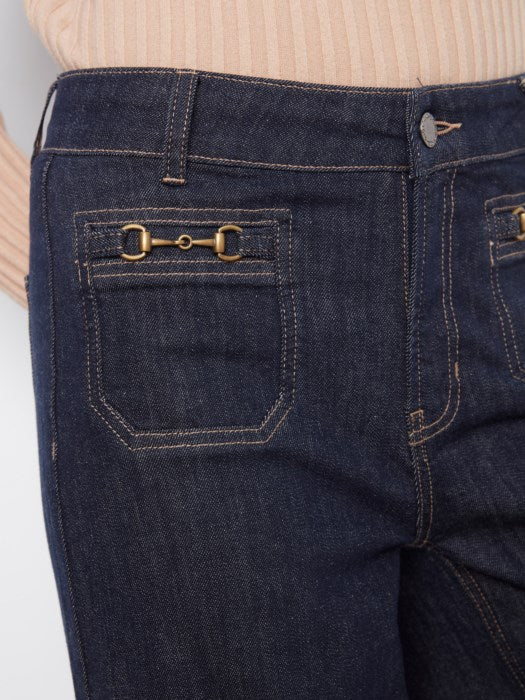 Patch Pocket Wide Leg Jeans