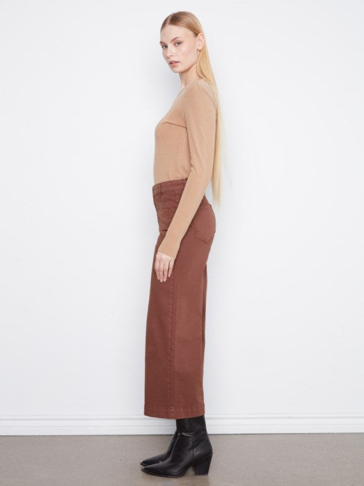Charlie B- Cropped Pocket Pants- Chocolate