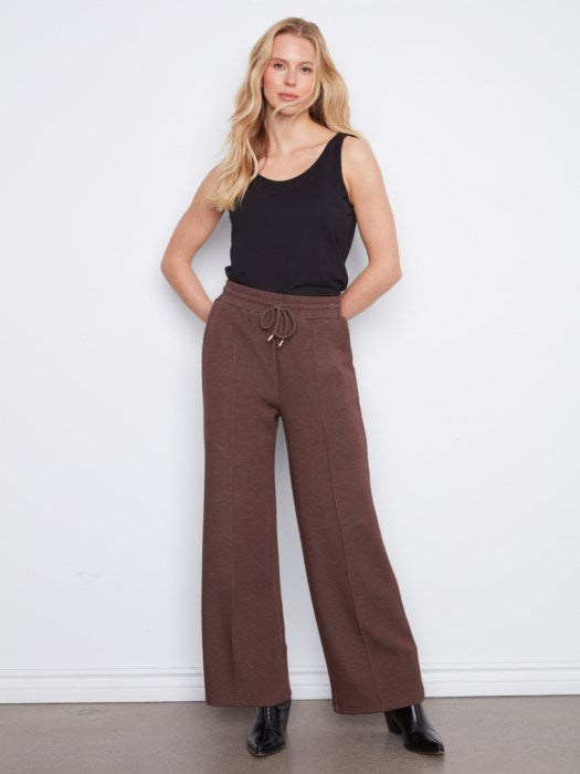 Charlie B- Scuba Wide Leg Joggers- Espresso