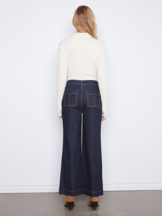 Wide Leg Button Front Jeans