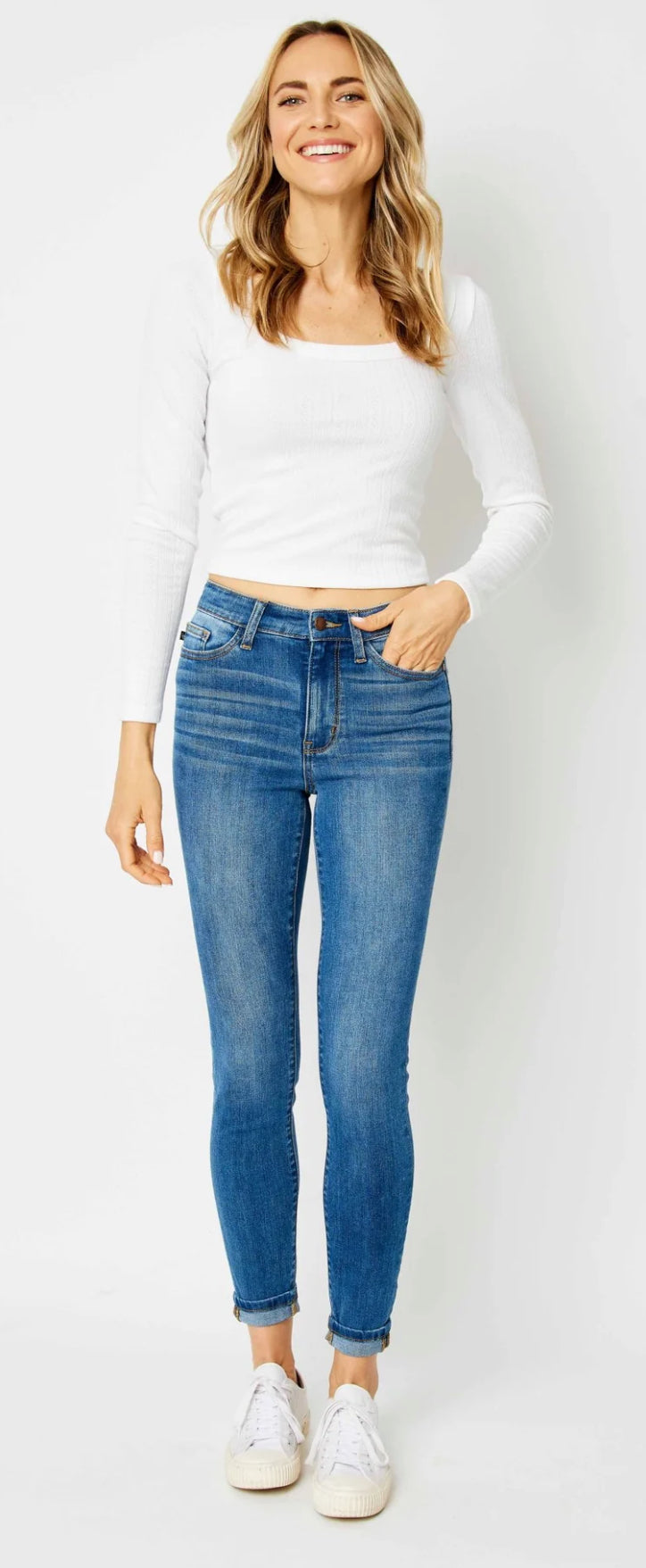 Judy Blue HW Cuffed Hem Skinny Jean