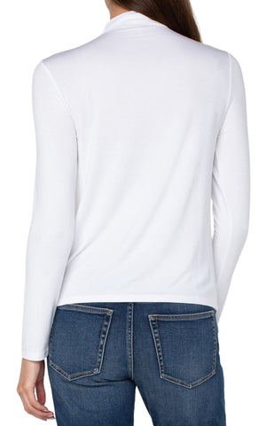 Mock Neck Long Sleeve Knit Top- Snow