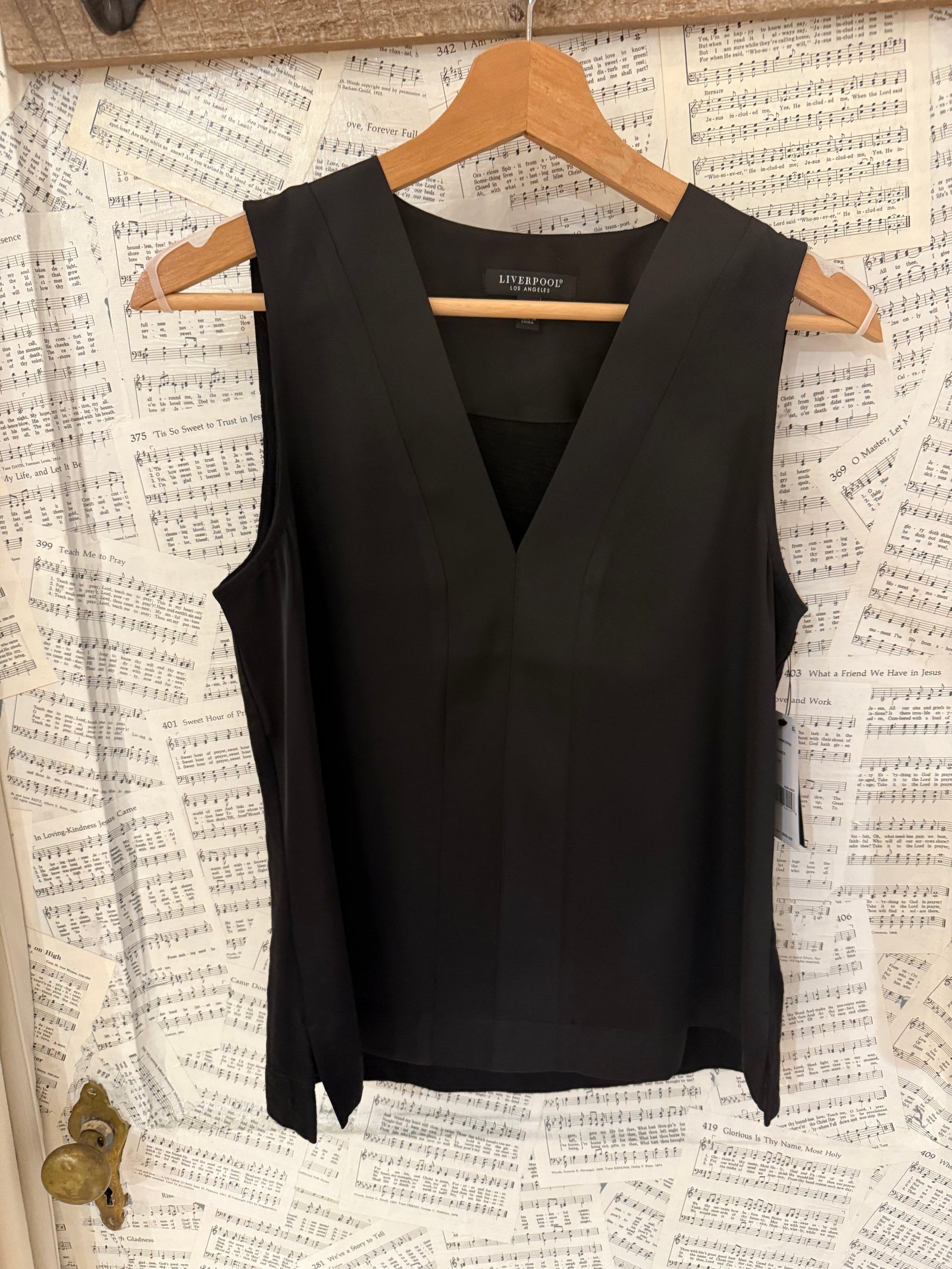 Liverpool Sleeveless V-Neck Tank-Black