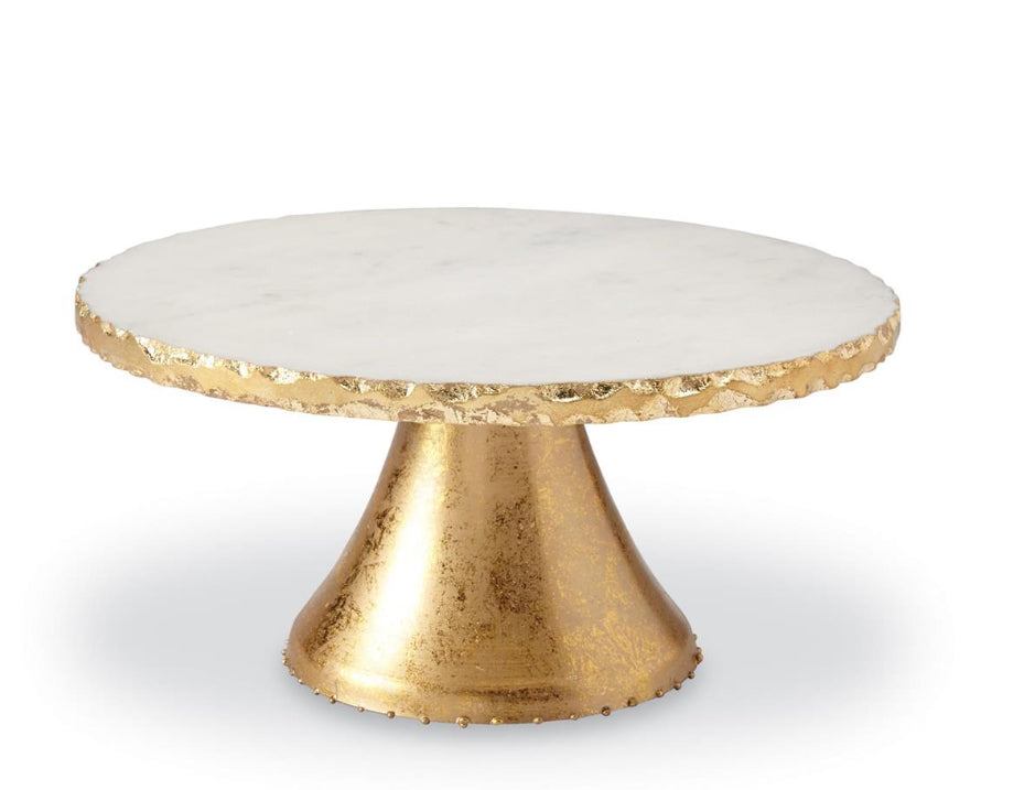 GOLD FOIL MARBLE & TIN PEDESTAL STAND