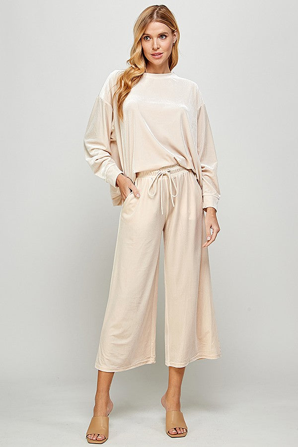 Velvet Wide Crop-Cream