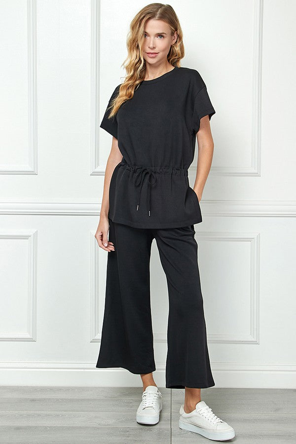 Soft Cropped Wide Leg-Black