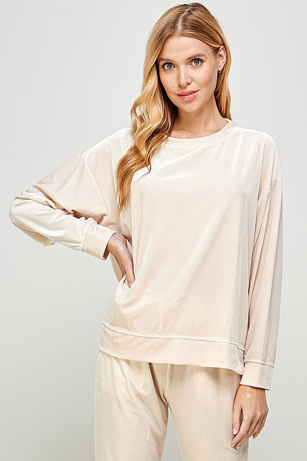 Velvet Lounge Top-Cream