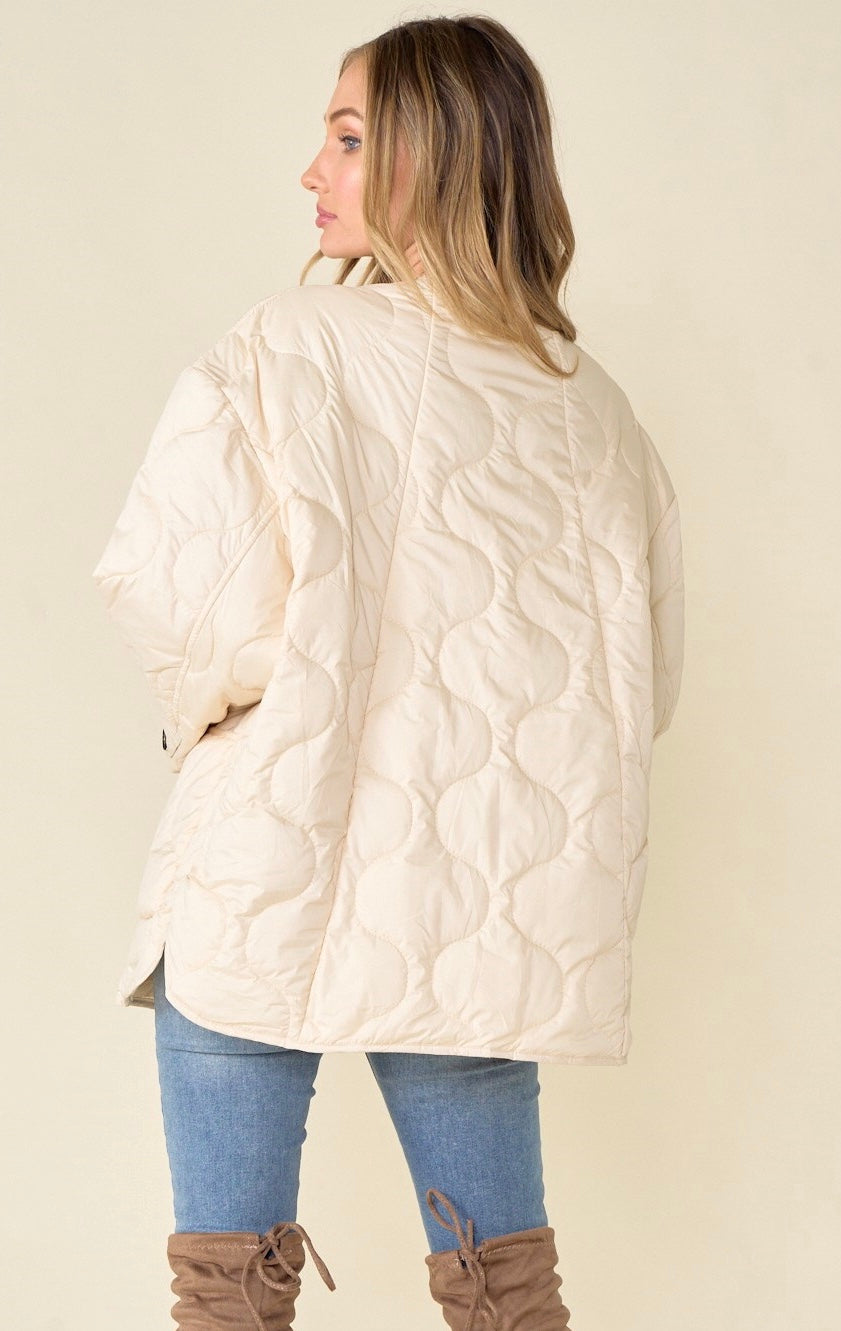 Quilted Jacket-Cream The Rusty Willow Boutique