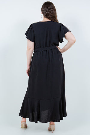 Ruffle Maxi Dress-Black