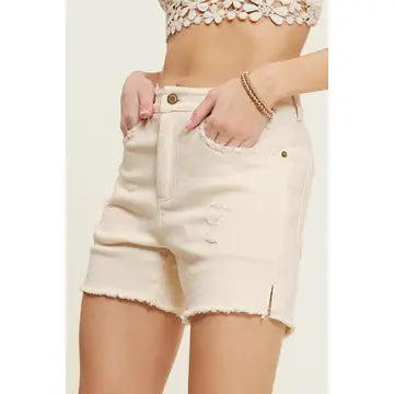 Mineral Washed Shorts-Soy