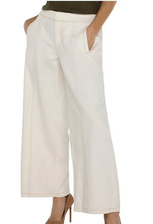 Wide Leg Trouser-Antique ecru