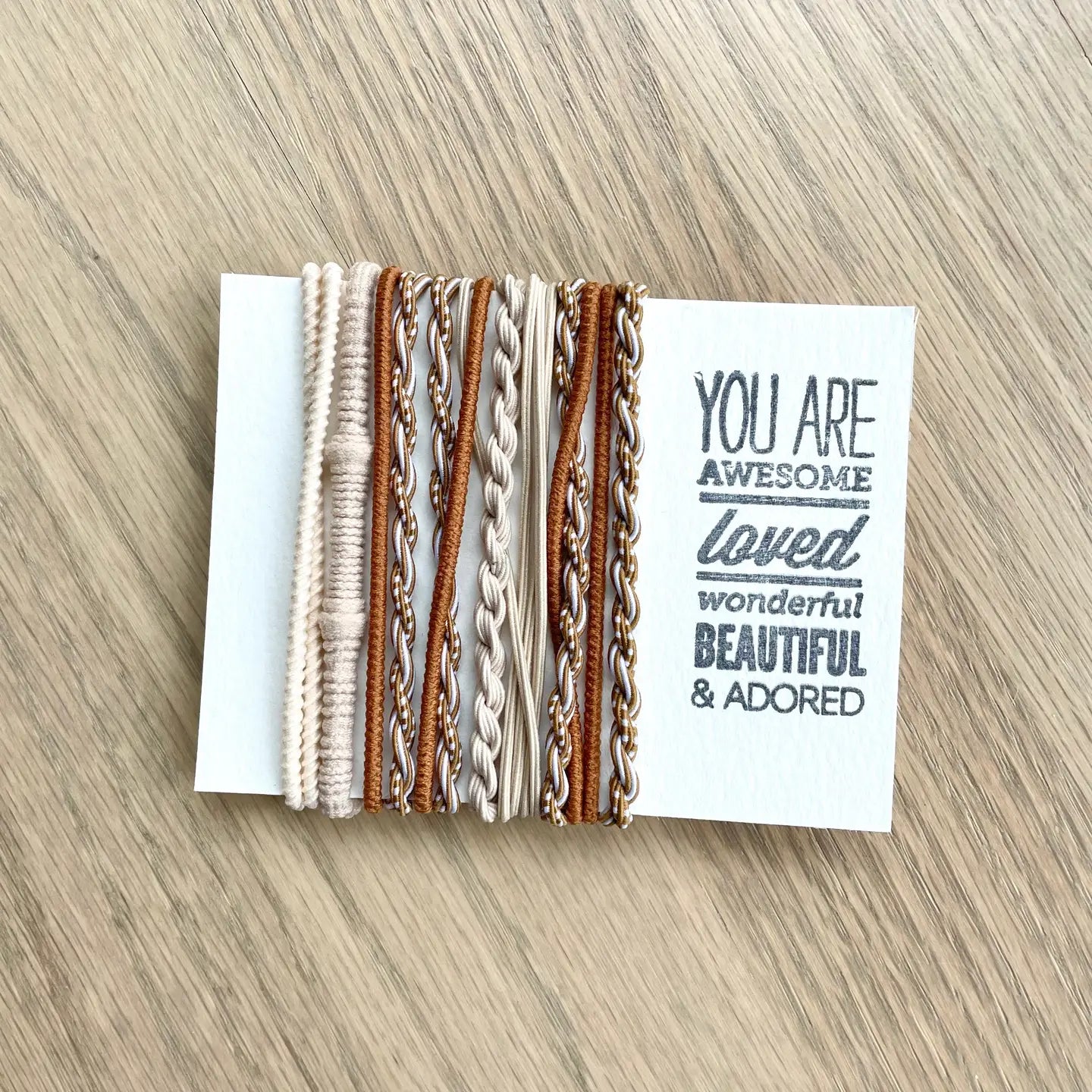 Boho Hair Ties-Tan & Cream