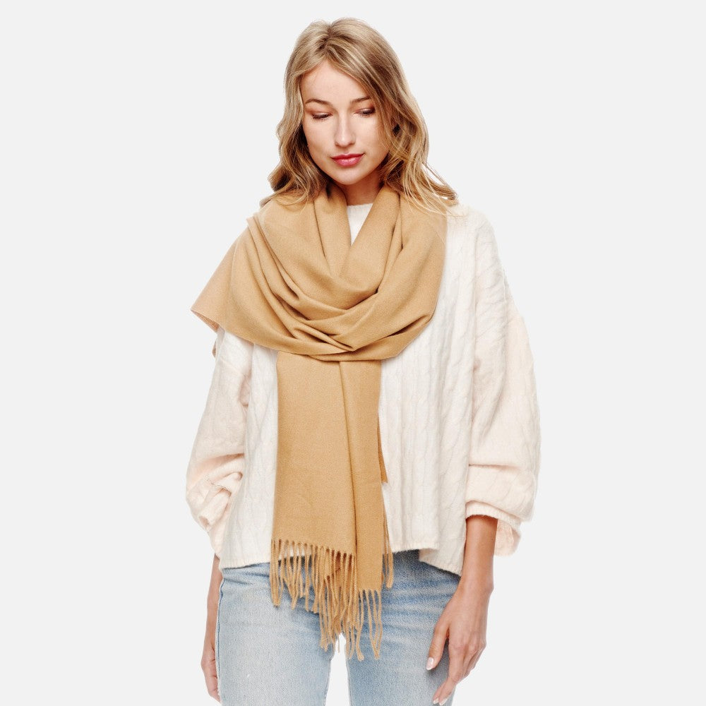 Cashmere Blend Scarf-Tan