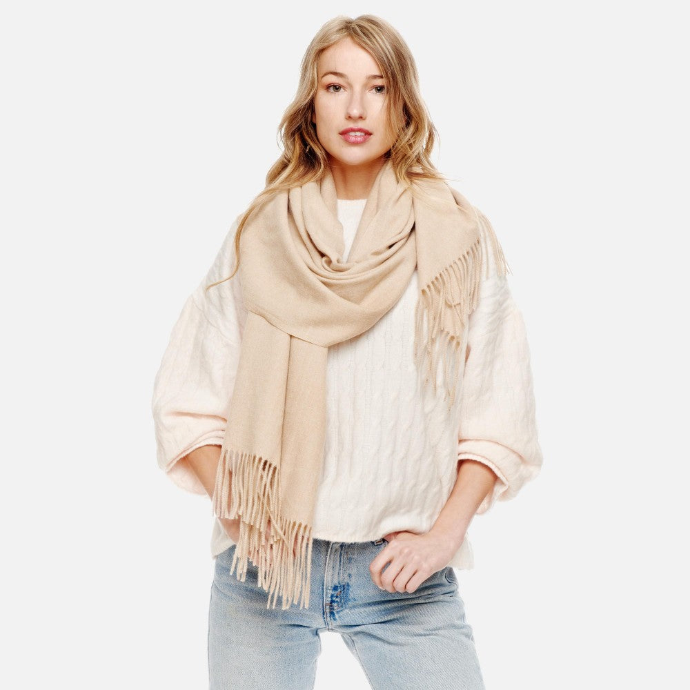 Cashmere Blend Scarf-Cream