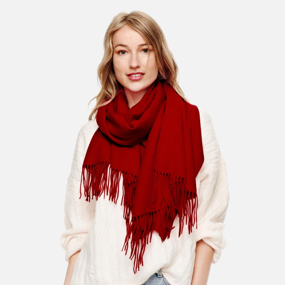 Cashmere Blend Scarf-Red