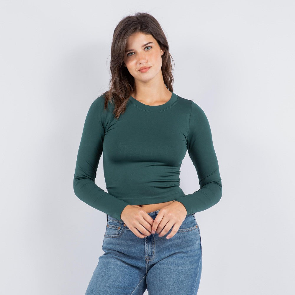 LS-Round Neck Seamless-Green