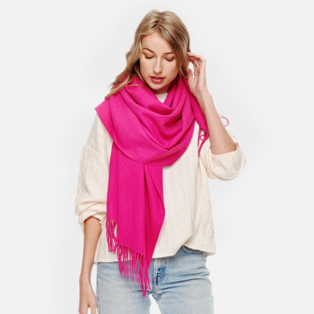 Cashmere Blend Scarf-Hot Pink