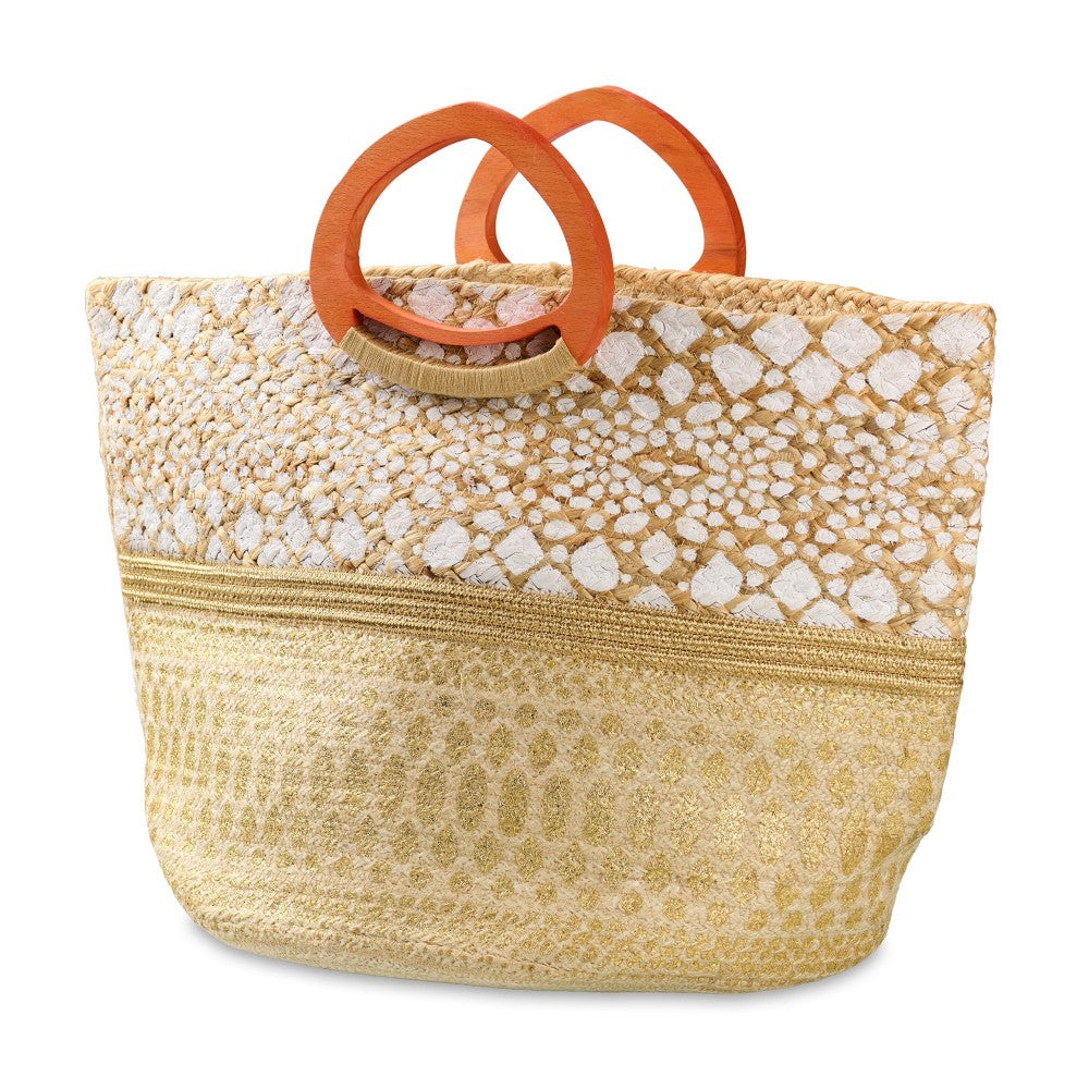 Woven Tote-White Metallic