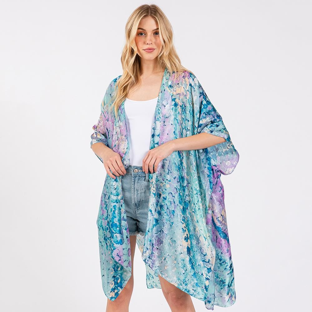Abstract Print Kimono-Blue
