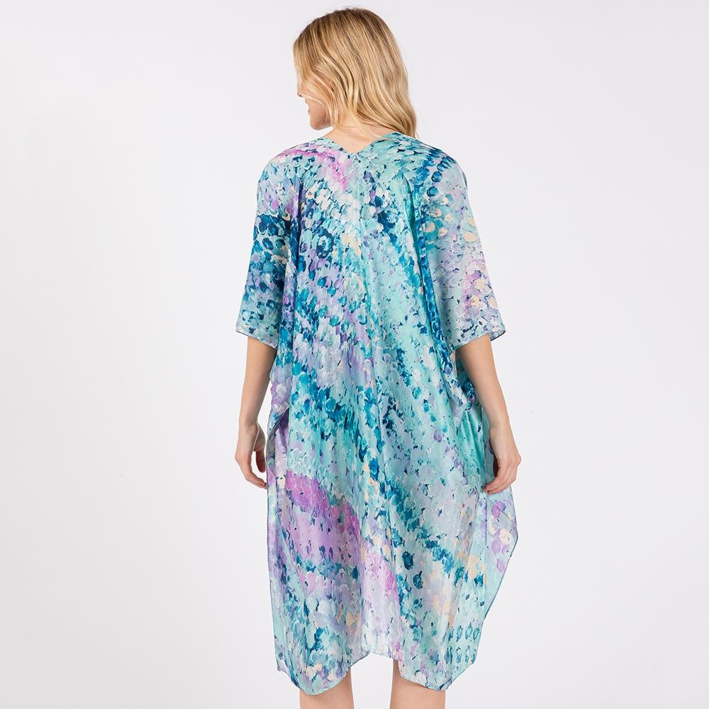 Abstract Print Kimono-Blue
