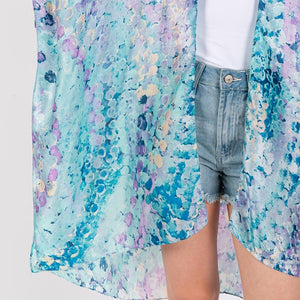 Abstract Print Kimono-Blue