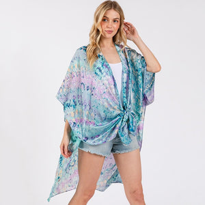 Abstract Print Kimono-Blue