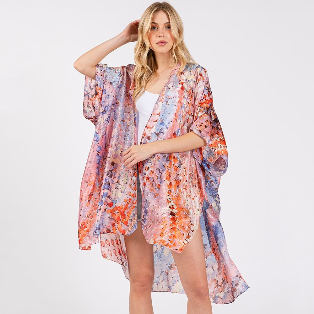 Abstract Print Kimono-Pink