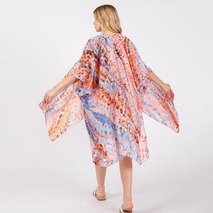 Abstract Print Kimono-Pink