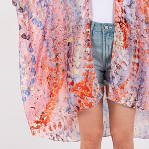 Abstract Print Kimono-Pink