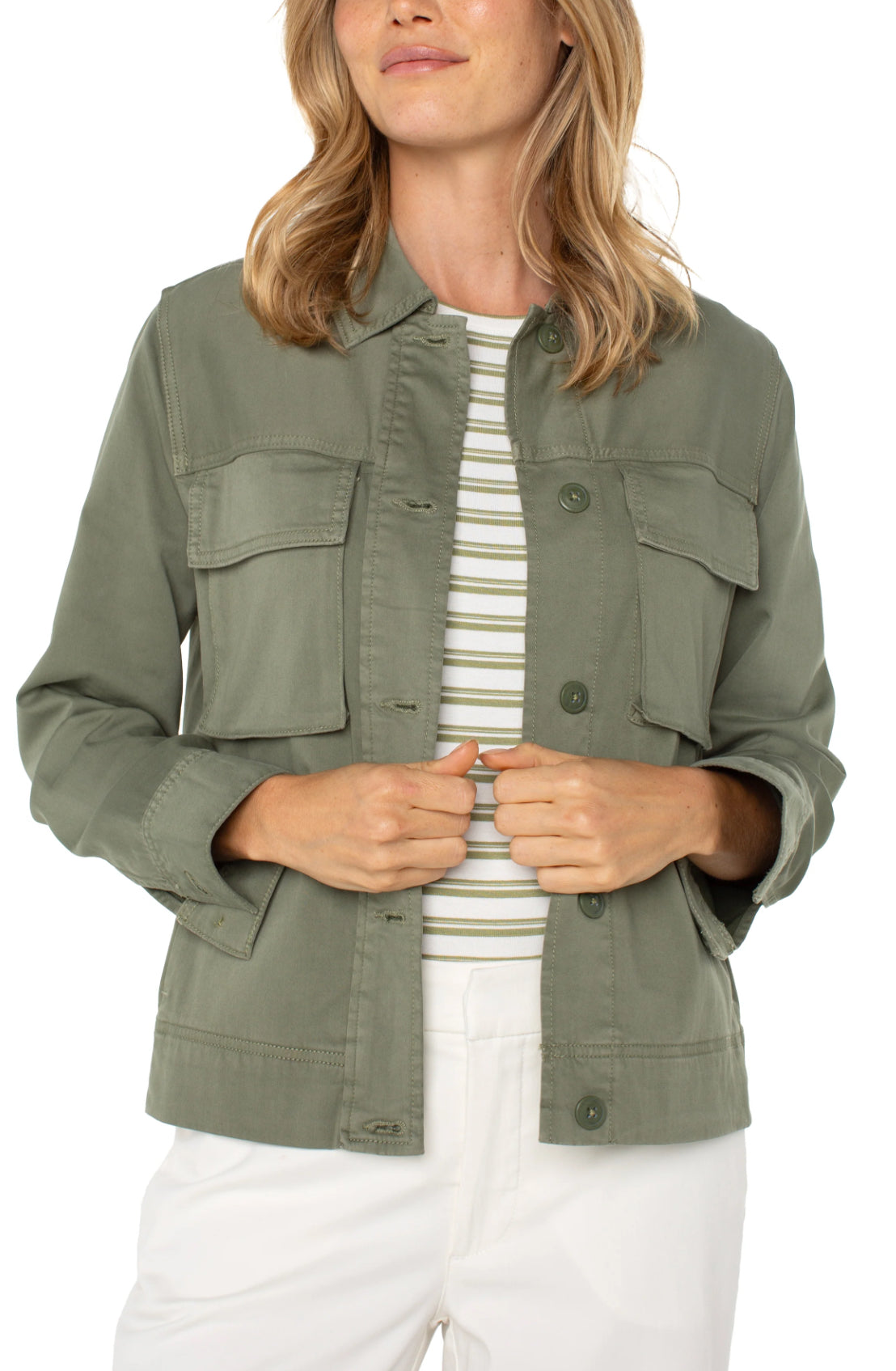 Liverpool-Button Front Cargo-Olive