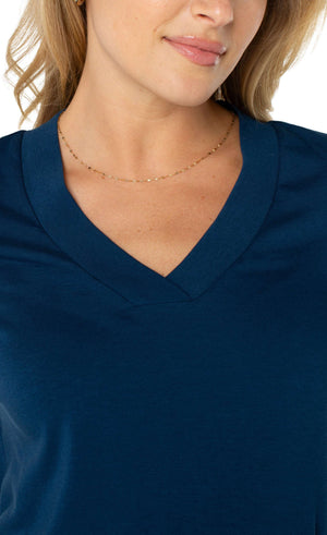 Liverpool-Short Sleeve Knit Tea-Navy