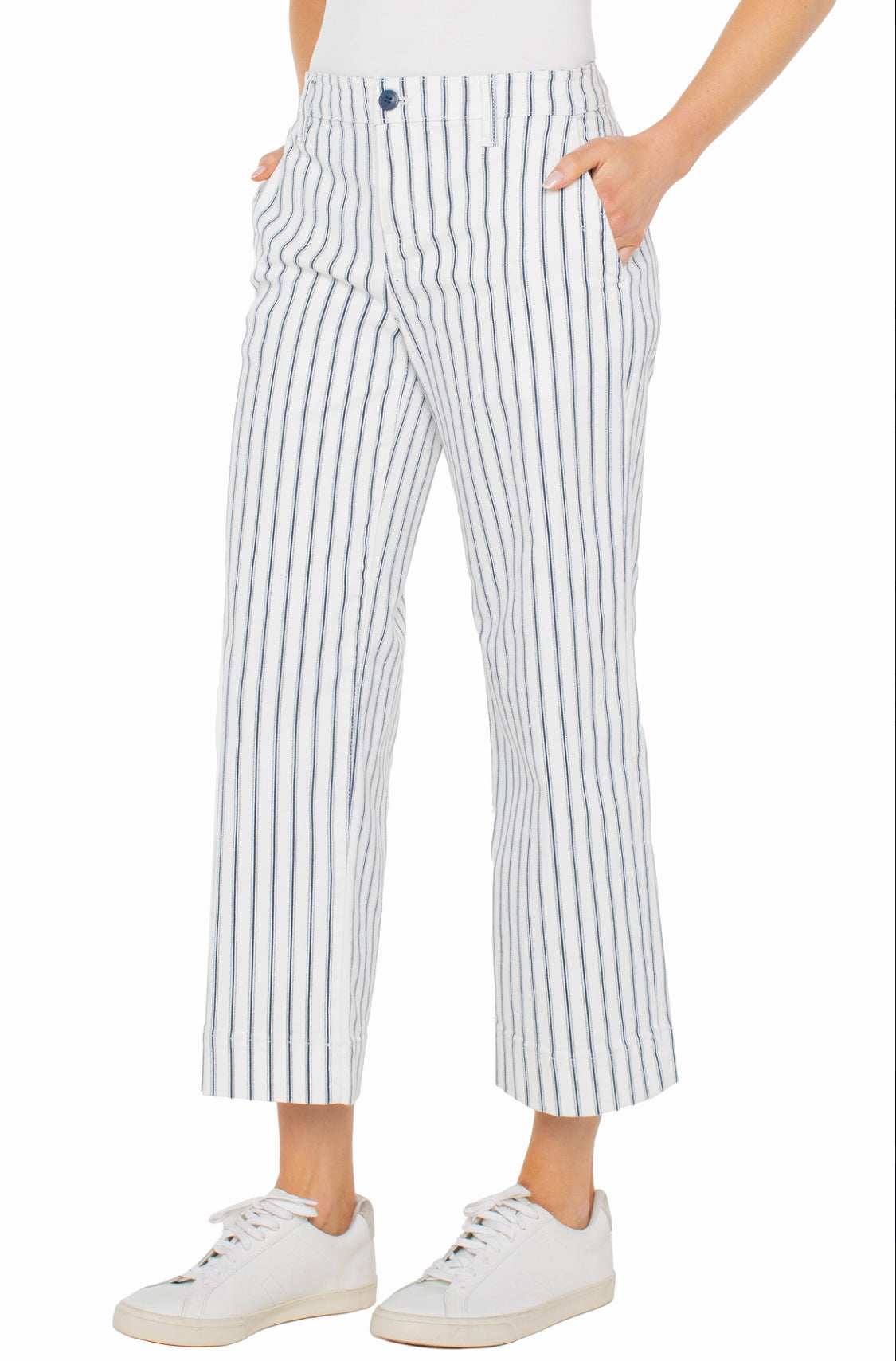 Liverpool-Wide Leg Patch Pocket-Navy